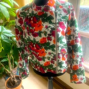 NWOT Twiggy London Floral /Tropical Moto Jacket, sz Medium